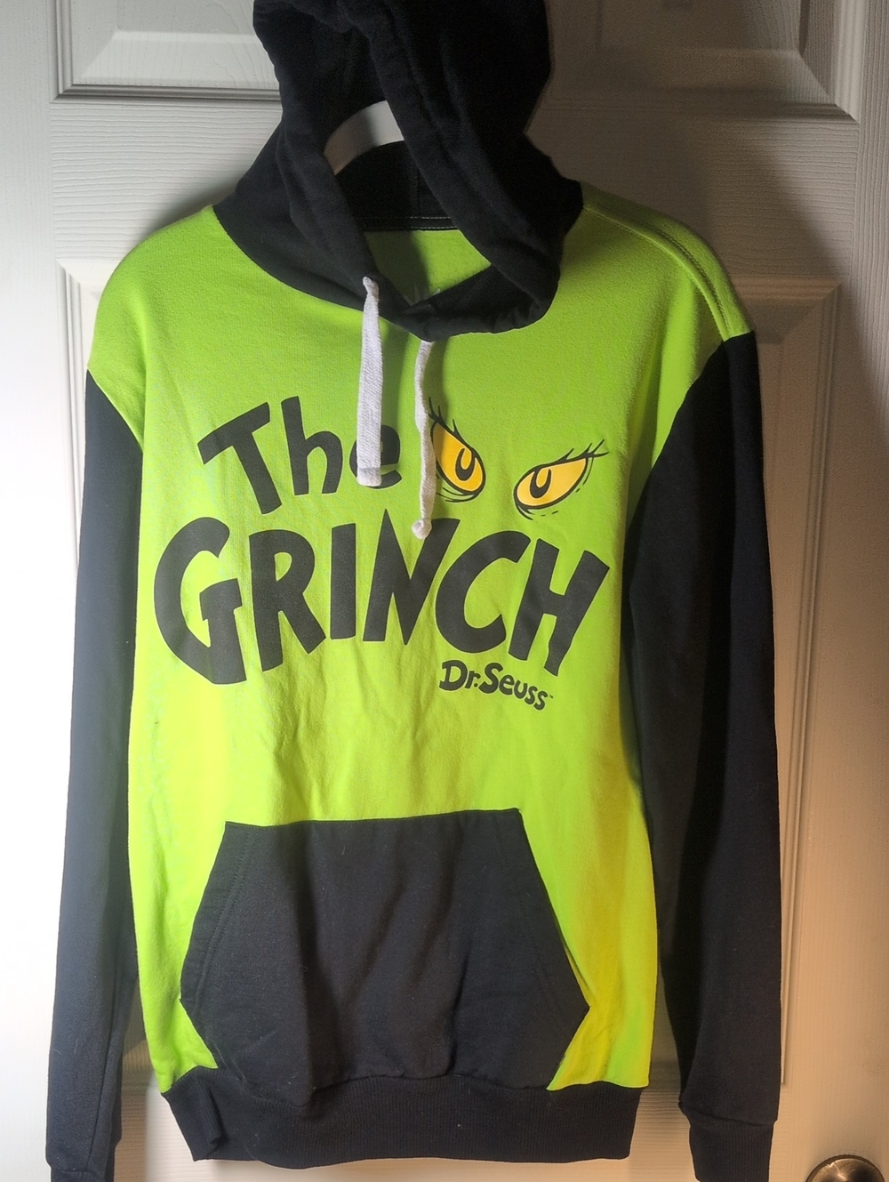 Dr. Seuss The Grinch Neon Green & Black Crewneck Hoodie